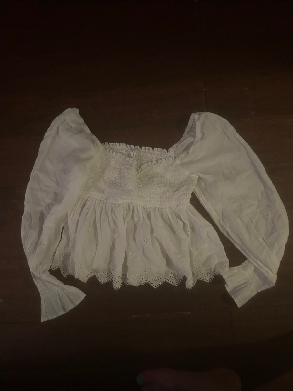White Smocked Off the Shoulder Peasant Blouse - Women Tops